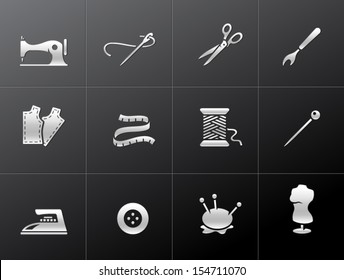 Sewing icons in metallic style