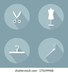 Sewing Icons set. Flat design. Vector illustration