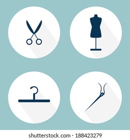 Sewing Icons set. Flat design. Vector illustration