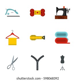 Sewing icons set. Flat illustration of 9 sewing vector icons for web
