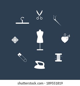 Sewing icons set. Vector illustration