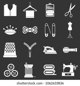 Sewing icons set vector white isolated on grey background 