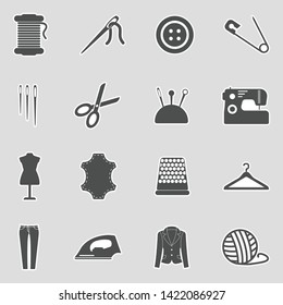 Sewing Icons. Sticker Design. Vector Illustration.