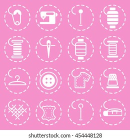 Sewing icons. Vector, line style. 