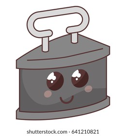 Sewing iron comic character isolated icon
