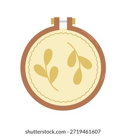 Kit de costura, una colección de herramientas y accesorios de costura, dibujado a mano en estilo plano. Aros de bordado
