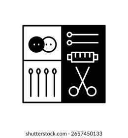 Sewing Kit Essentials Fill Icon: Fabric Repair Needlework Supplies