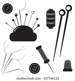 Sewing kit. Set for sewing on a white background.