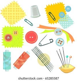 Sewing kit vector isolated on white