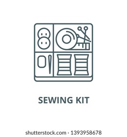 Sewing kit vector line icon, linear concept, outline sign, symbol