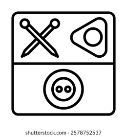 Sewing Kit Vector Line Icon Design