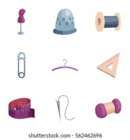 Sewing and knitting accessories icons set. Cartoon illustration of sewing and knitting accessories 9 vector icons for web