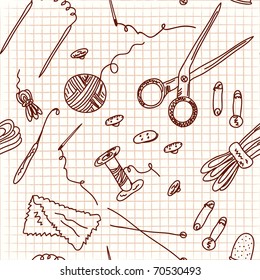 Sewing and knitting doodle seamless