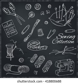 Sewing and Knitting tools. Isolated vector illustration for identity, design, decoration, packages product and interior decoration