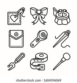 Sewing Line icons Pack vector