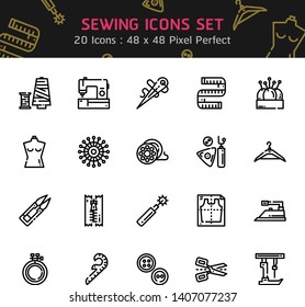 Sewing Line Icons Set with 48 x 48 Pixel Perfect. Vector Simple design.