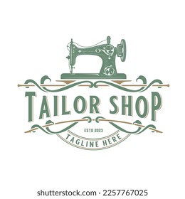 
sewing logo design. old sewing machine concept. for tailors, sewing shops and clothing repairs.