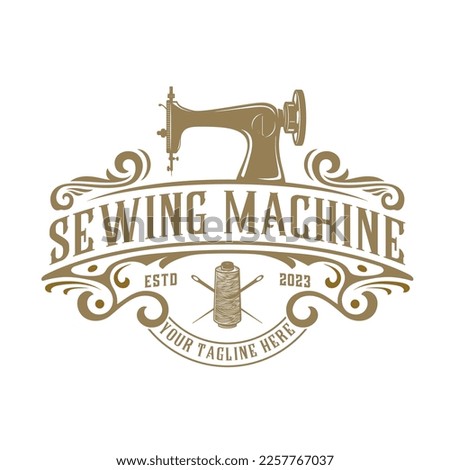 sewing logo design. old sewing machine concept. for tailors, sewing shops and clothing repairs.