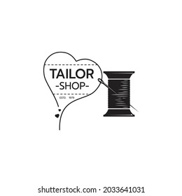 Sewing  logo design template. Tailor shop, tailoring craft and textile production, Fashion and clothes on white background vector illustration