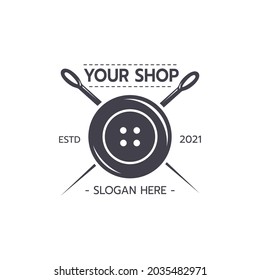 Sewing  logo design template. Tailor shop, tailoring craft and textile production, Fashion and clothes on white background vector illustration