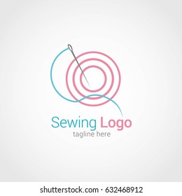 Sewing Logo Design Template. Vector Illustration