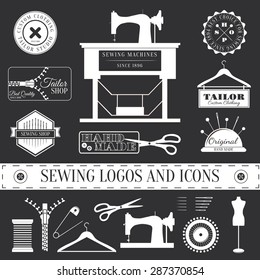 Sewing logos, icons and design elements