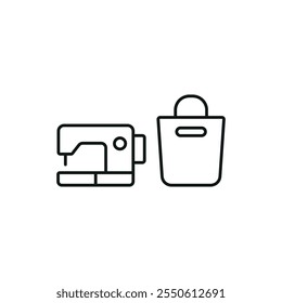 Sewing machine and bag set tailor and fashion icon vector basic design simple and modern concept graphic