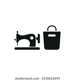 Sewing machine and bag set tailor and fashion icon vector basic design simple and modern concept graphic