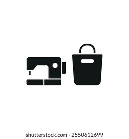 Sewing machine and bag set tailor and fashion icon vector basic design simple and modern concept graphic