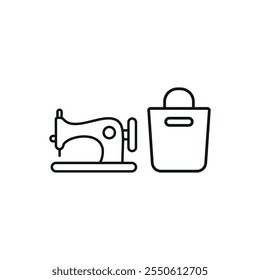 Sewing machine and bag set tailor and fashion icon vector basic design simple and modern concept graphic