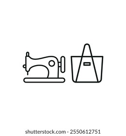 Sewing machine and bag set tailor and fashion icon vector basic design simple and modern concept graphic