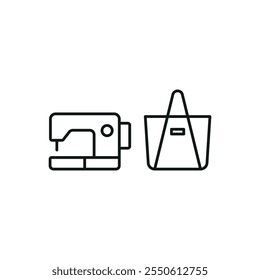 Sewing machine and bag set tailor and fashion icon vector basic design simple and modern concept graphic