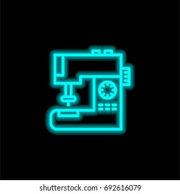 Sewing machine blue glowing neon ui ux icon. Glowing sign logo vector