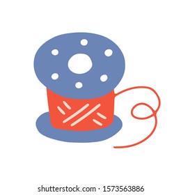Sewing machine bobbin doodle. Hand drawn illustration. Craft drawn isolated element. Vector clip art