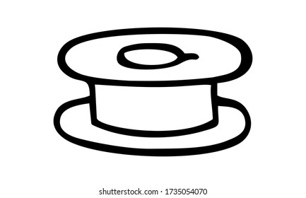 SEWING MACHINE BOBBIN ON WHITE BACKGROUND IN VECTOR
