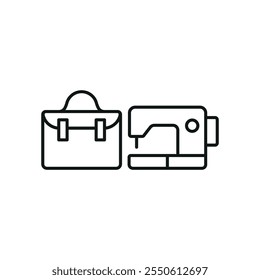 Sewing machine and briefcase set tailor and fashion icon vector basic design simple and modern concept graphic