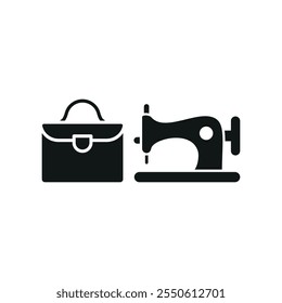 Sewing machine and briefcase set tailor and fashion icon vector basic design simple and modern concept graphic