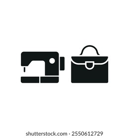 Sewing machine and briefcase set tailor and fashion icon vector basic design simple and modern concept graphic