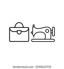 Sewing machine and briefcase set tailor and fashion icon vector basic design simple and modern concept graphic