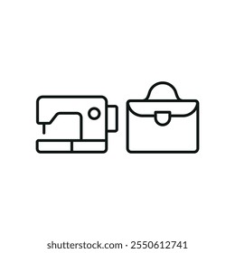 Sewing machine and briefcase set tailor and fashion icon vector basic design simple and modern concept graphic