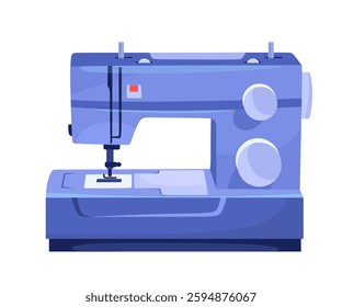 Sewing machine cartoon vector illustration icon for crafting, tailoring, and fashion activities isolated on white background. Fashion industry sewing equipment clipart