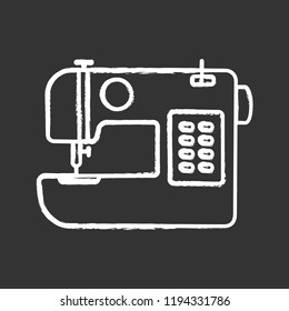 Sewing machine chalk icon. Tailoring. Isolated vector chalkboard illustration