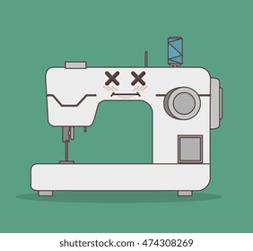 sewing machine character icon vector illustration graphic