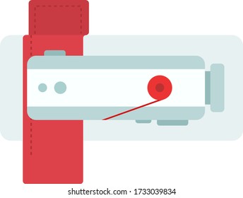 Sewing machine with cloth top view flat isolated
