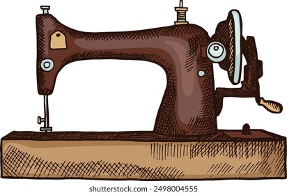 Sewing machine color drawing. Clothes tailor symbol