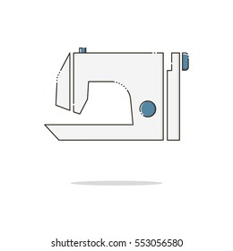 Sewing machine color thin line icon on white background. Mbe minimalism style