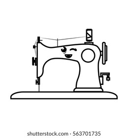 sewing machine comic character isolated icon