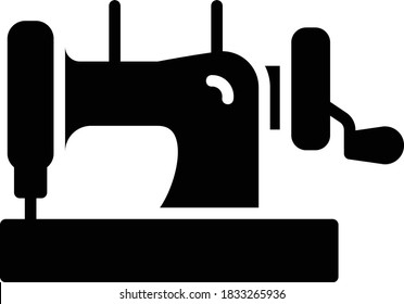 Sewing Machine Concept, Tailor and Dressmaker Equipment Vector Glyph Icon design, Fabric Stitching Machine on white background