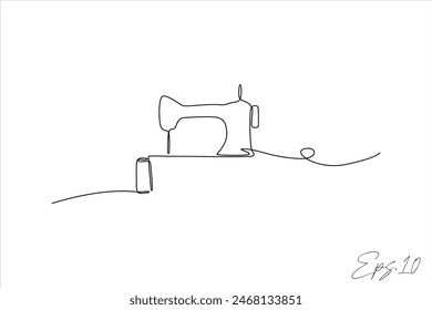 sewing machine continuous line vector illustration