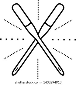 Sewing machine crossed needles icon in outline style